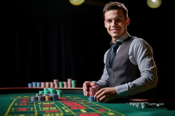 Antarmuka permainan live casino longhoki dengan meja blackjack dan roulette